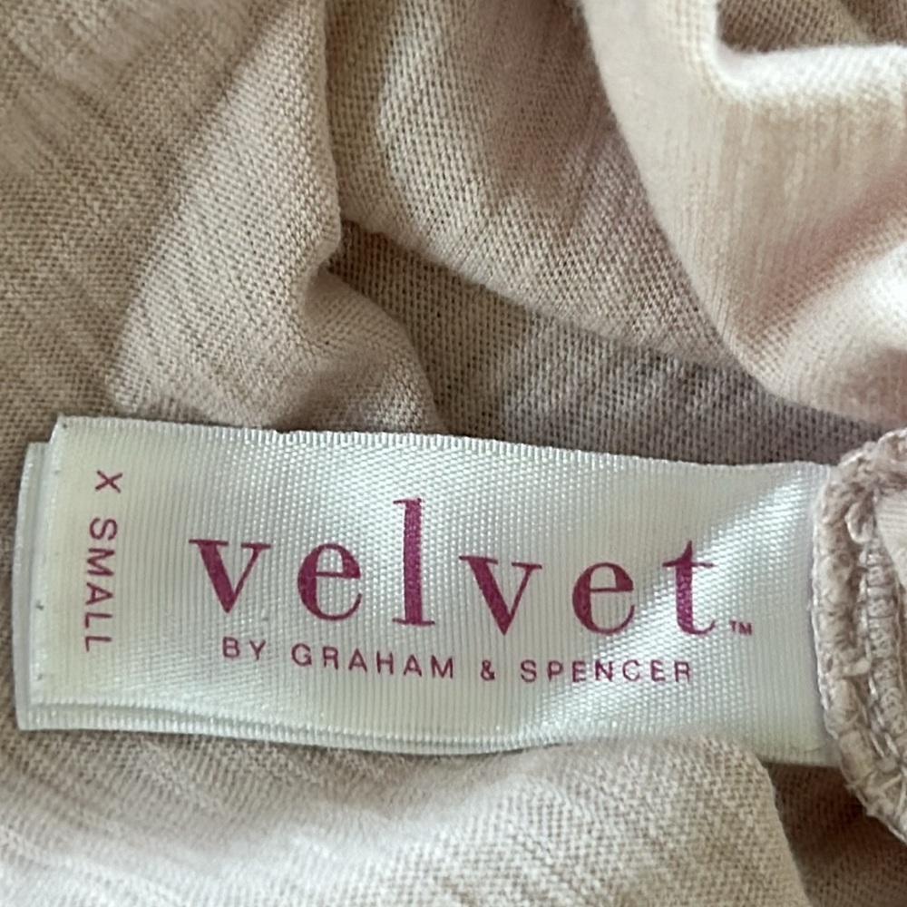 Anthro's Velvet by Graham & Spencer "Vintage Slub" Puff Sleeve Pale Pink Tee XS - Picture 6 of 10